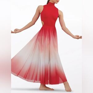 Weissman Elite dance costume maxi ombre red dress Only Love D13873 SA
